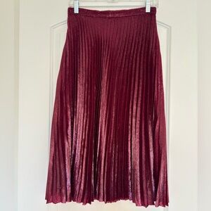 Whistles Pleated Burgundy Sparkling Skirt